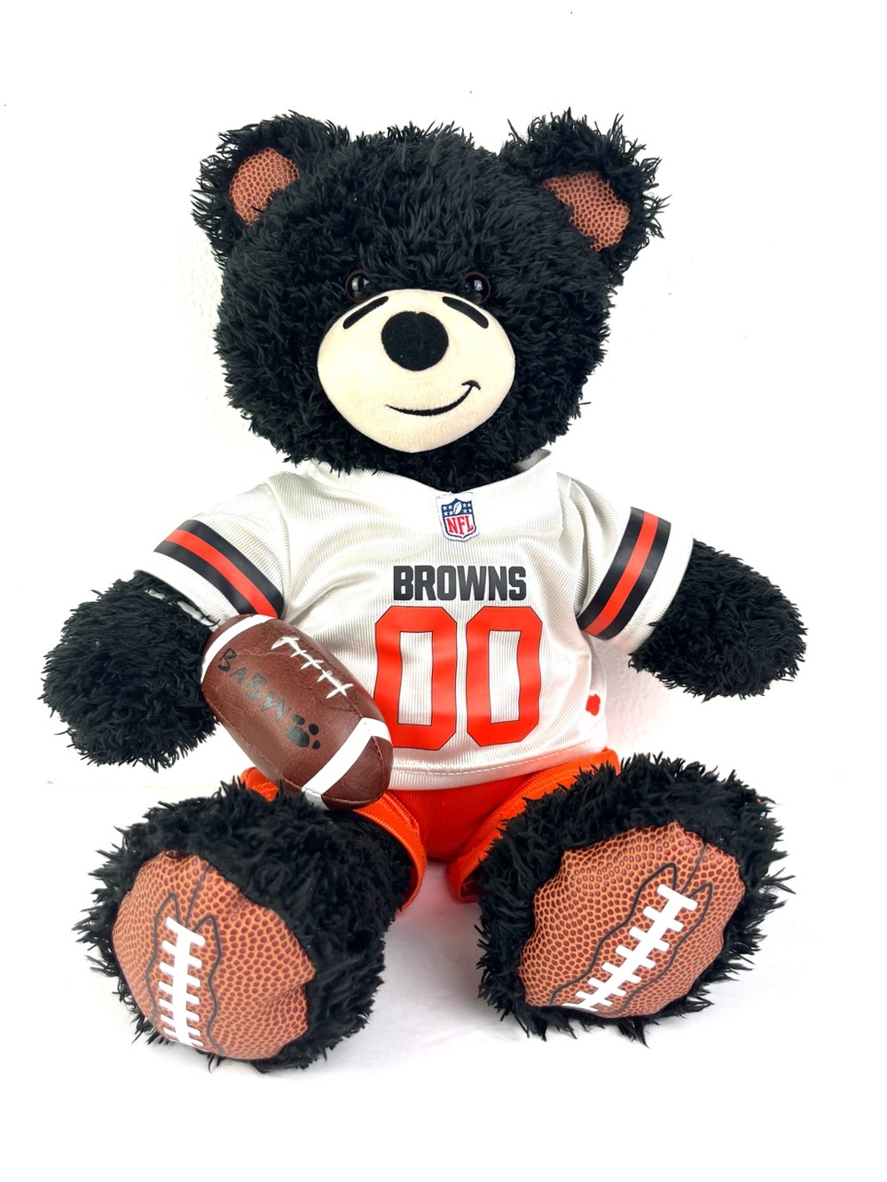 Build A Bear Cleveland Browns Black Plush Bear Orange Jersey Kids Toy Football